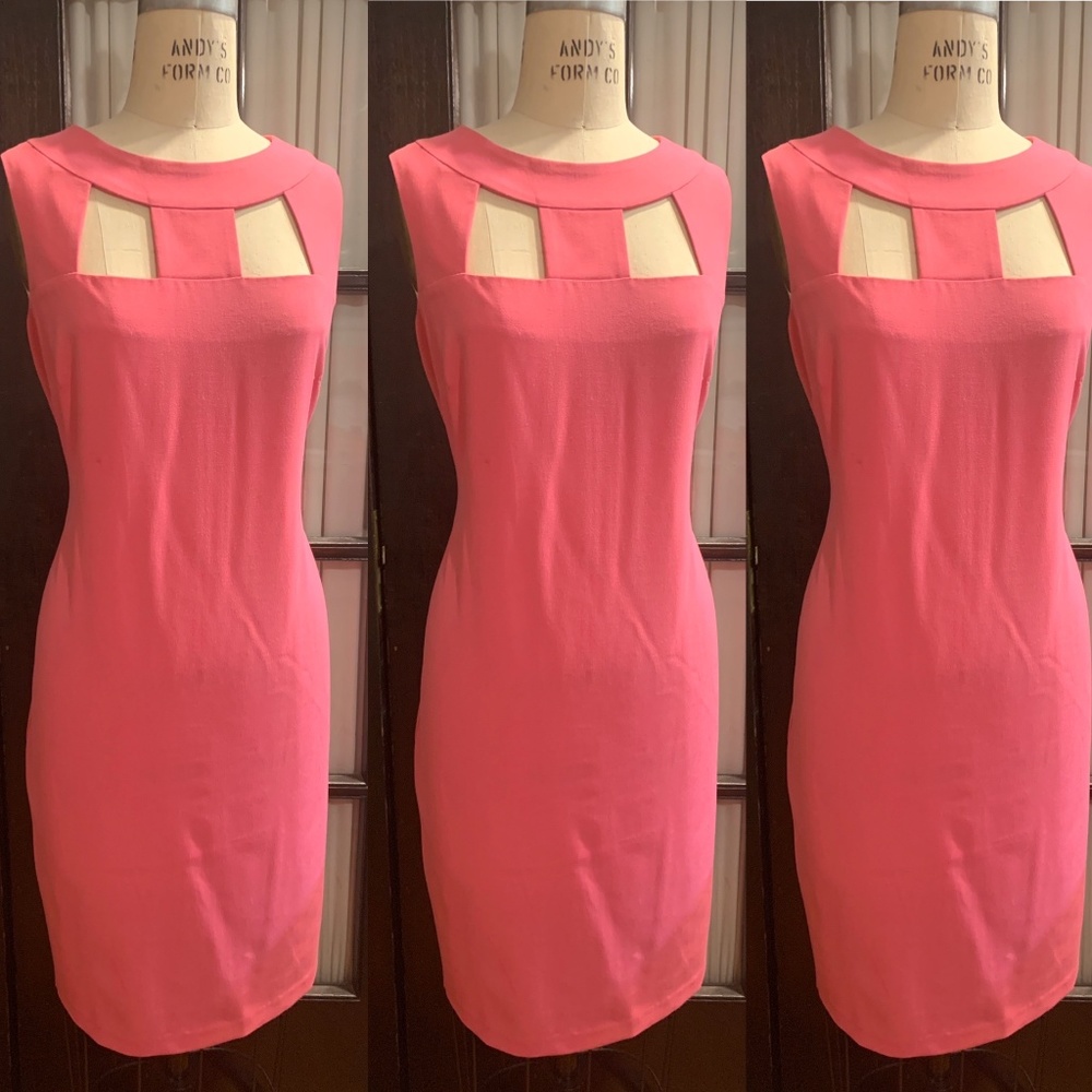 Bubblegum Square Cut-out Neckline Dress